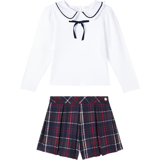 Patachou blusa e shorts a quadri in misto cotone