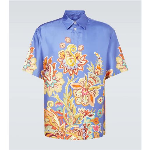Etro camicia bowling in seta con stampa floreale