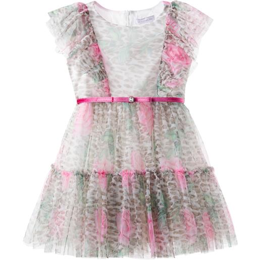 Monnalisa abito in tulle con stampa leopardata