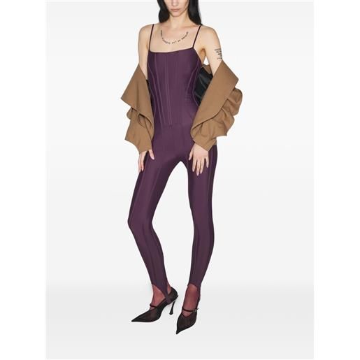 Mugler tuta intera con corsetto - viola