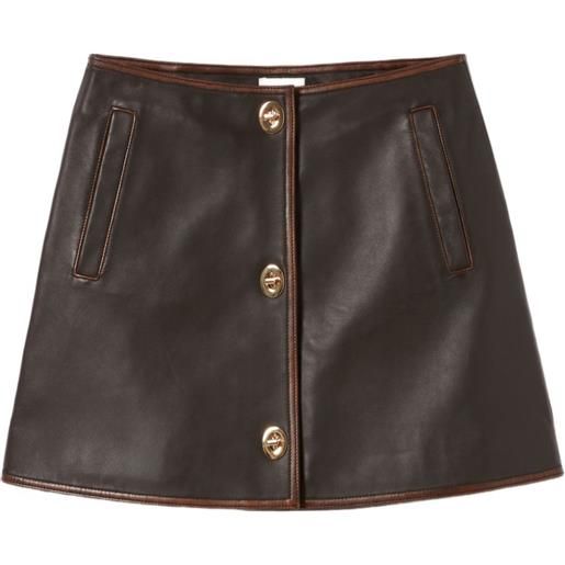 Claudie Pierlot minigonna svasata in pelle - marrone