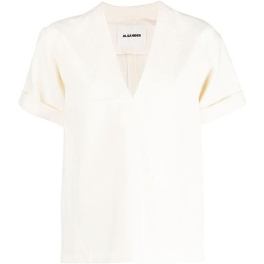 Jil Sander blusa con scollo a v - toni neutri
