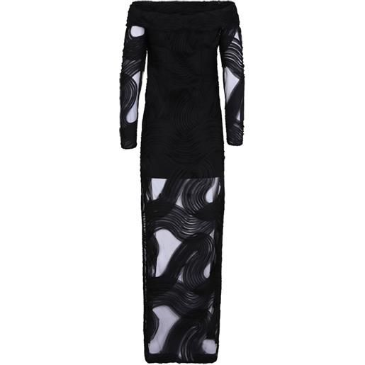 Genny wave-textured off-shoulder dress - nero
