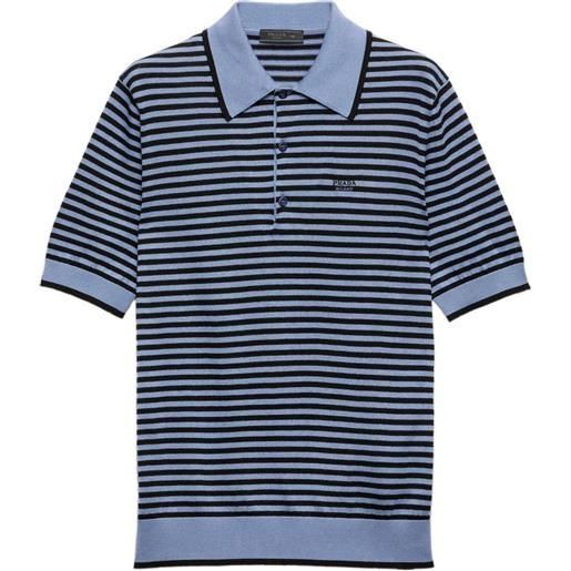 Prada polo a righe in cotone - blu