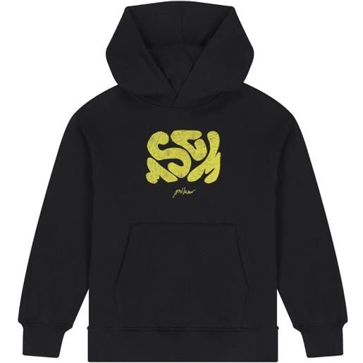 MSGM Kids top con stampa logo e cappuccio - nero