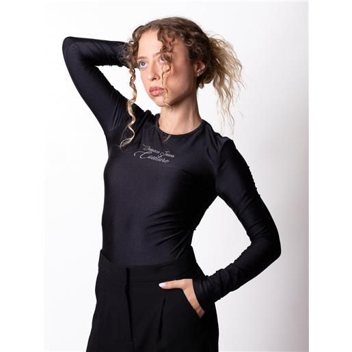 Versace Jeans Couture body Versace Jeans Couture satin con logo strass donna