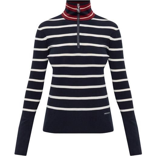 Moncler maglione a righe con collo alto - nero