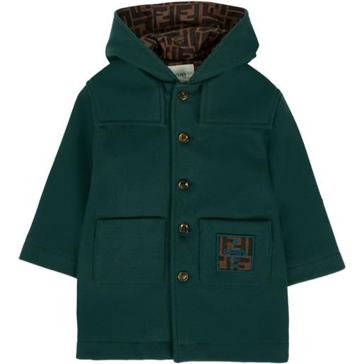 Fendi Kids cappotto con bottoni e cappuccio - verde
