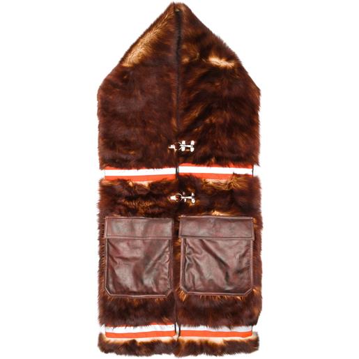 Calvin Klein sciarpa in pelliccia con logo - marrone