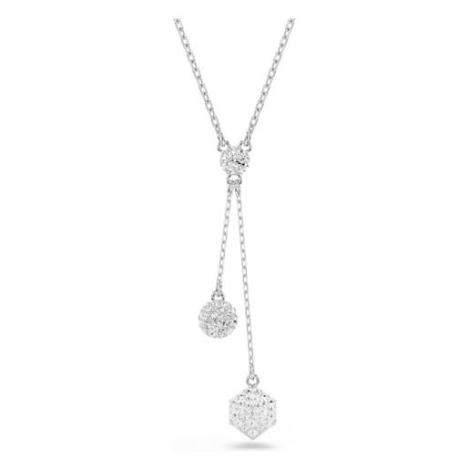 Swarovski dextera - collana da donna con ciondolo a forma di y a forma di sfera e cubo, placcata al rodio, colore: , 61-67 cm length, cristallo, cristallo