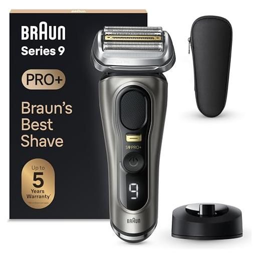Braun series 9 pro +, rasoio elettrico barba, regolabarba uomo, rifinitore di precisione, custodia da viaggio in tessuto, batteria litio ion, 100% impermeabile idea regalo, 9515s grafite
