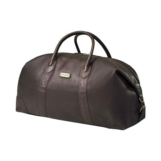 DRAKENSBERG borsa da viaggio in pelle weekender 'david' da uomo e donna, design vintage, espandibile, caffè marrone (60 cm), groß, 60cm, 60 liter, grande borsa da viaggio in vera pelle