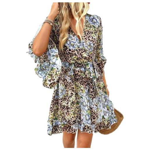 DESIGN - Vestito grembiule corto in velluto a coste blu con fondo peplo