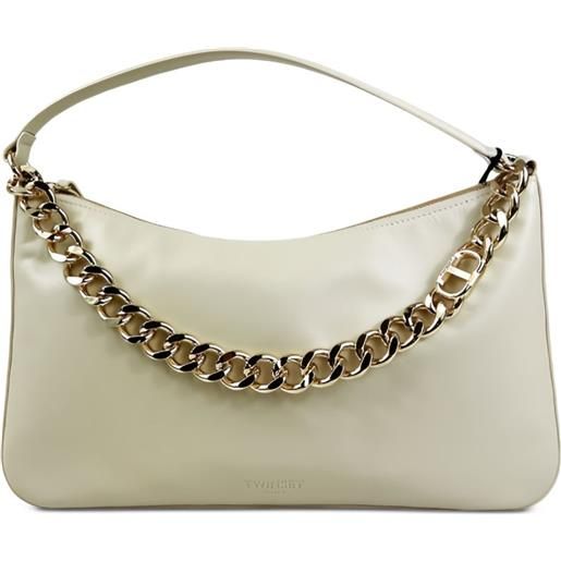 TWINSET borsa a spalla con decorazione a catena - toni neutri