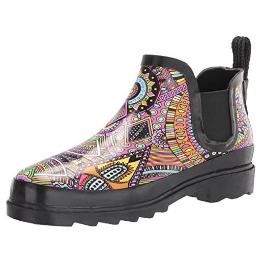 Sakroots stivale da donna rhyme rain bootie, arcobaleno wanderlust, 37 eu