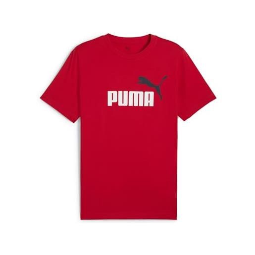 PUMA t-shirt unisex ess 2 color no. 1 con logo, confezione da 1, rosso fuoco, l