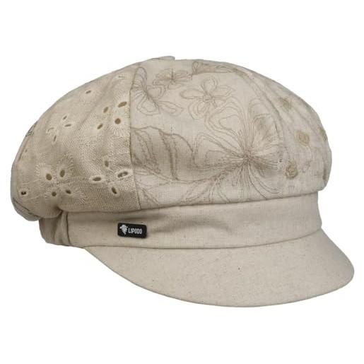 LIPODO berretto newsboy deonda donna - made in italy cap berretti con visiera cappellino da visiera, fodera, fodera primavera/estate estate - taglia unica beige