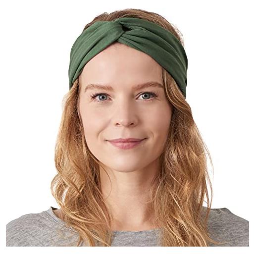 CHARM fascia capelli estiva boho donna con nodo, accessori capelli yoga e sport, turbante chemioterapia ed elastico capelli donna modellabile verde