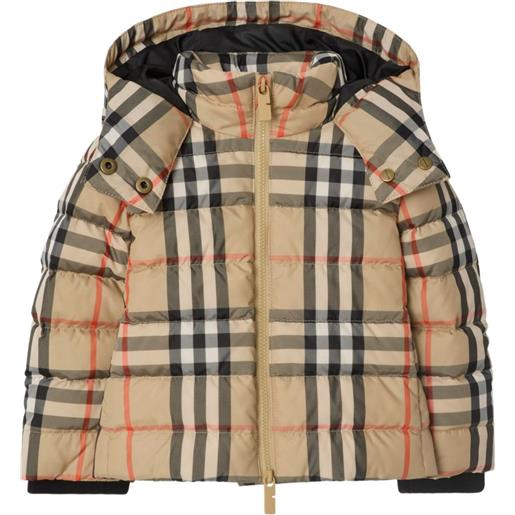 Burberry Kids piumino a quadri con cappuccio - marrone