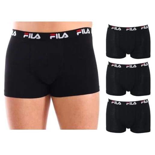 FILA 2 o 3 pezzi boxer uomo cotone elasticizzato - boxer uomo cotone - mutande (l, 3 pezzi nero)