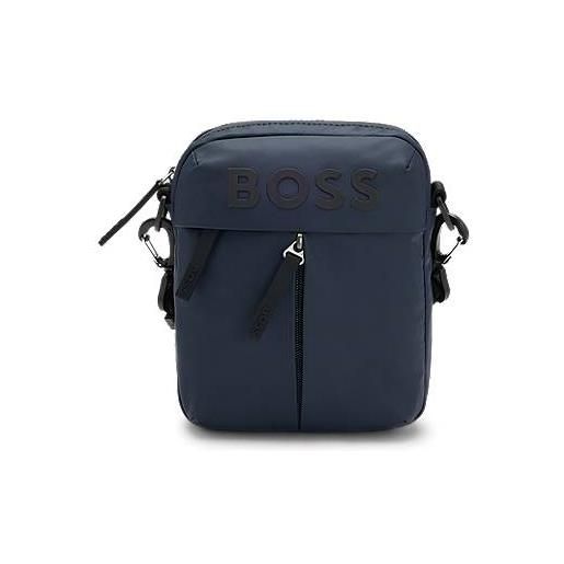 BOSS reporter bag in similpelle con logo tono su tono, blu scuro