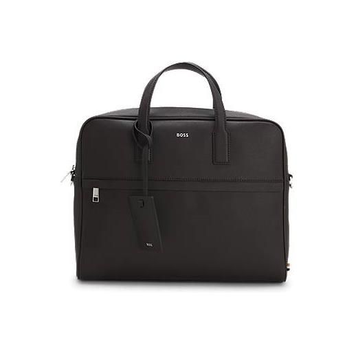 BOSS borsa portadocumenti lavorata con logo stampato, marrone scuro