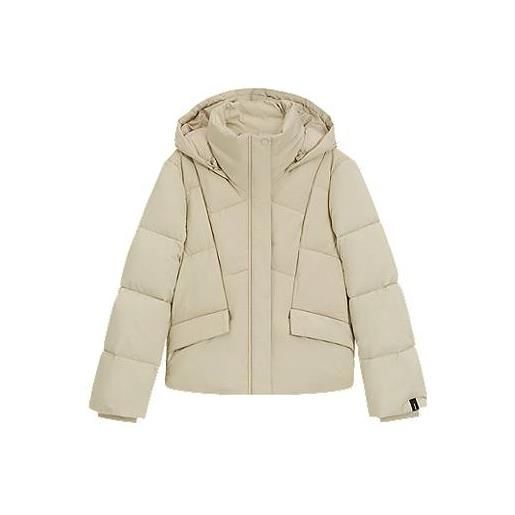 BOSS giubbotto imbottito con cappuccio e profili, beige chiaro