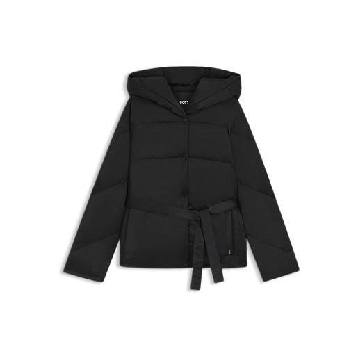 BOSS giubbotto trapuntato idrorepellente con cintura, nero