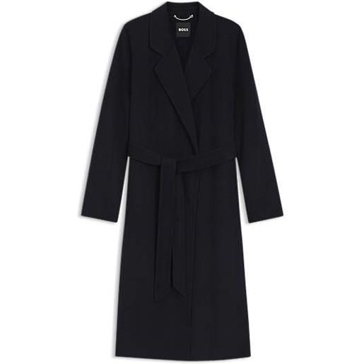 BOSS cappotto lungo slim fit in misto lana, blu scuro