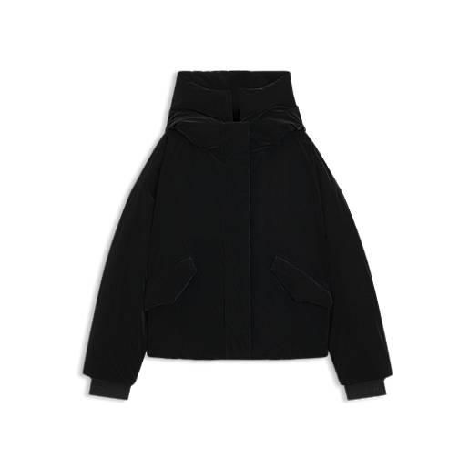 HUGO giubbotto idrorepellente con polsini elasticizzati con logo, nero