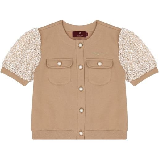 Aigner Kids blusa con decorazione - marrone
