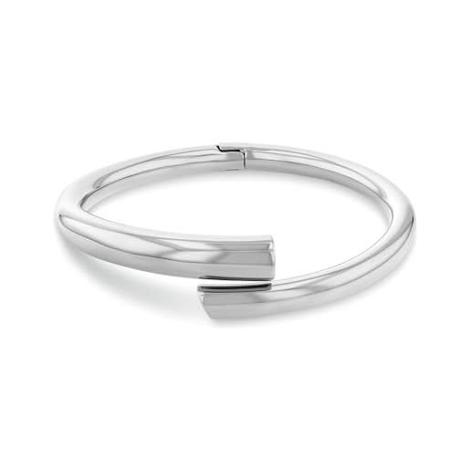 Calvin Klein collana con pendente e braccialetto rigido da donna collezione ck spiral in acciaio inossidabile con un charm