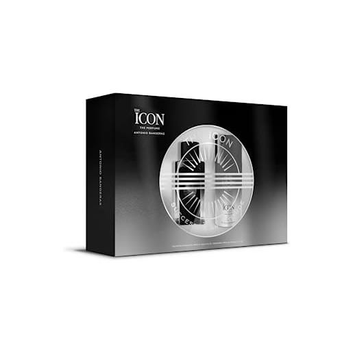 Banderas, the icon by Banderas set regalo edp 100 ml + deo150 ml, lunga durata, profumo virile, elegante, trendy e sensuale, note legnose e ambrate, adatto da indossare nelle occasioni speciali