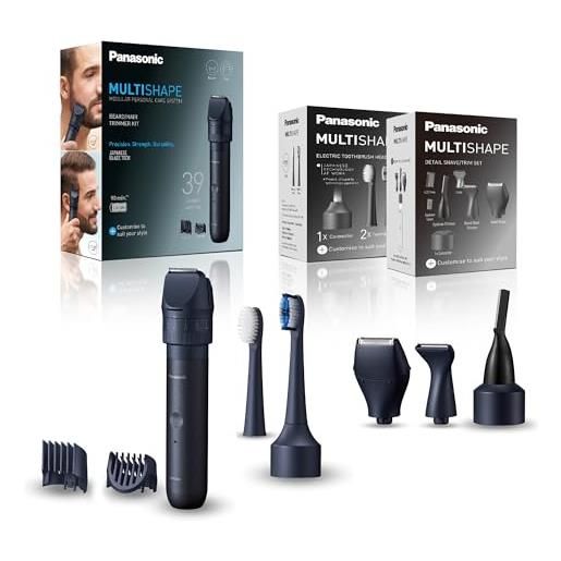 Panasonic multishape er-cbl1, er-cdt1 & er-ctw1, unità principale compatibile con accessori multishape. Set per rasatura e taglio capelli, regolabarba, batteria agli ioni di litio, nero
