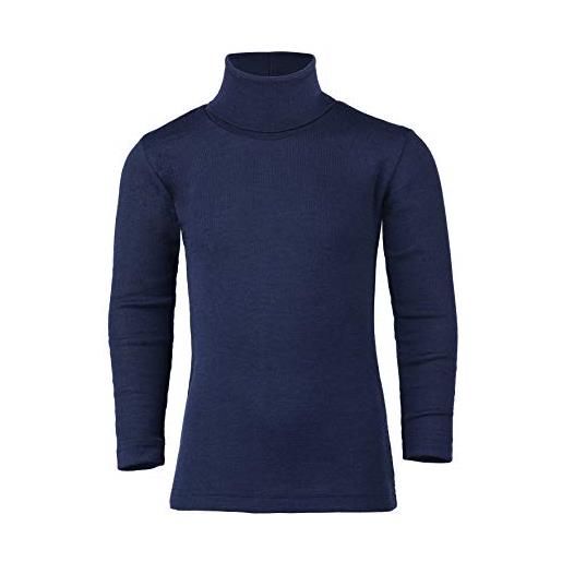 Engel natur - maglia intimo a collo alto per bambini, 70% lana vergine organica, 30% seta, certificato gots blu marino 140 cm