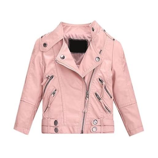Generic cappotto da motociclista per giacca in pelle pu primavera da bambina per giacca in ecopelle da ragazzo cappuccio impermeabile