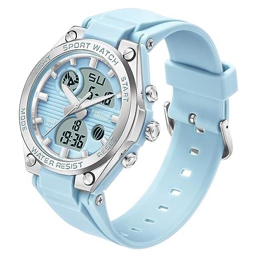 GOLDEN HOUR Orologio digitale da donna, impermeabile fino a 5 ATM, cronografo sportivo, con cinturino in silicone, data e quadrante luminoso facile da leggere, elegante