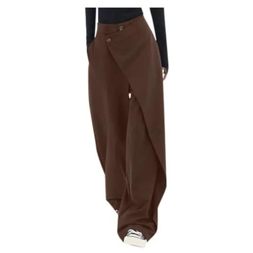 Generic pantaloni palazzo donna pants a gamba larga elegante jeans larghi da donna con cordoncino/pulsanti semplice cento asimmetrico gamba dritta pantaloni taglie forti per hip pop club party