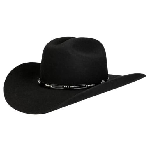 Stetson cappello western llano wool 4x uomo - made in usa rodeo lana con fodera, fascia pelle autunno/inverno autunno inverno - 60 cm nero