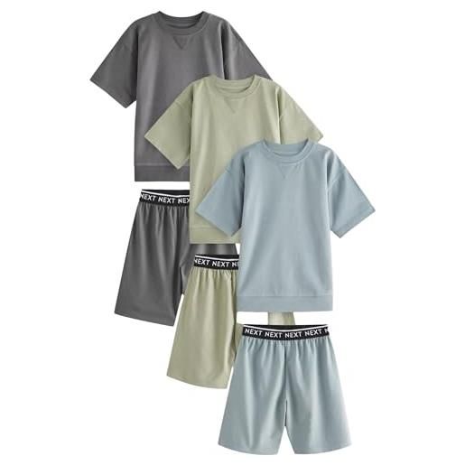 NEXT confezione da 3 pigiami corti pigiama in 100% cotone verde salvia 14 anni