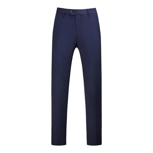 Maskjuwio pantaloni da uomo nero, elasticizzati, chino, dritti, vestibilità normale, per il tempo libero, con tasche, senza pieghe, in cotone, con vita elasticizzata, pantaloni chino, blu marino, xxl