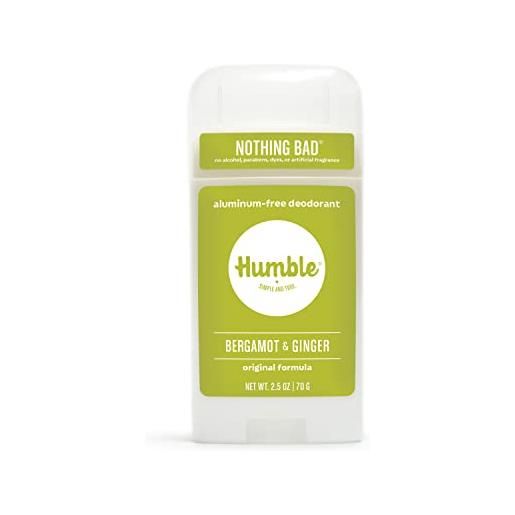 HUMBLE SIMPLE AND TRUE. humble tutto deodorante naturale, alluminio e parabeni, cruelty free uomini e donne deodorante bergamotto e zenzero 1-pack