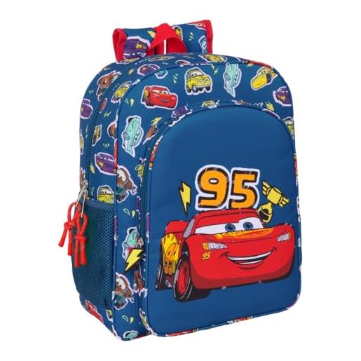 safta cars racing - zaino scuola per bambini, adattabile a carrozzina, ideale per bambini in età scolare, comodo e versatile, qualità e resistenza, 32 x 12 x 38 cm, blu navy, m, casual