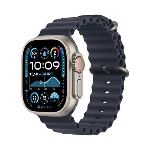 Apple watch ultra 2 gps + cellular 49 mm sportwatch con robusta cassa in titanio naturale e ocean band naturale. Fitness tracker, gps di precisione, tanta autonomia, luminoso display retina