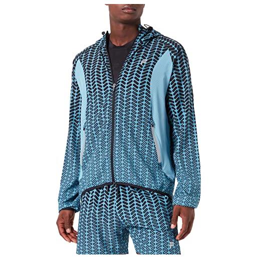 Fila raga hooded running jacket uomo, adriatic blue fade aop, xs