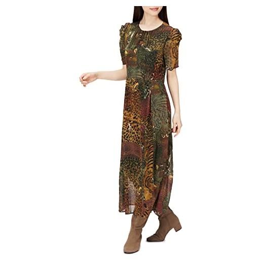 Desigual abito da donna in tessuto a maniche corte, verde, s