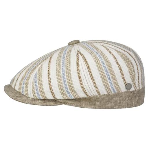 LIERYS coppola savoca uomo - made in italy cappello piatto con visiera, fodera, fodera estate primavera/estate - l (58-59 cm) beige