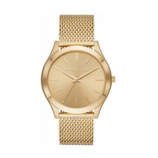Michael Kors - orologio analogico al quarzo da pista sottile con cinturino in maglia di acciaio inossidabile dorato per uomo mk8625