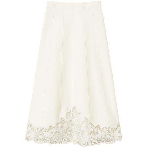 TWINSET gonna midi con rifiniture in pizzo - bianco