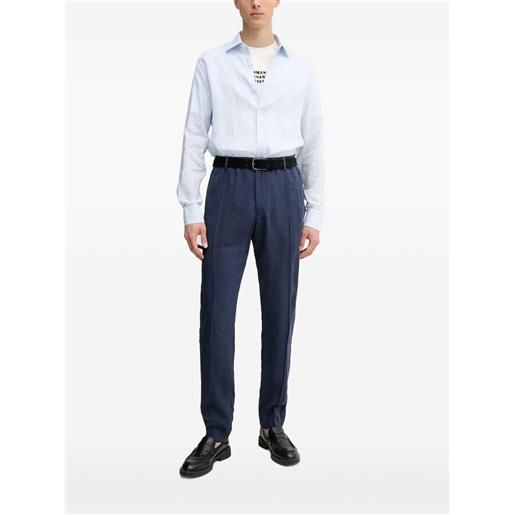 Paul & Shark camicia in lino a righe - blu